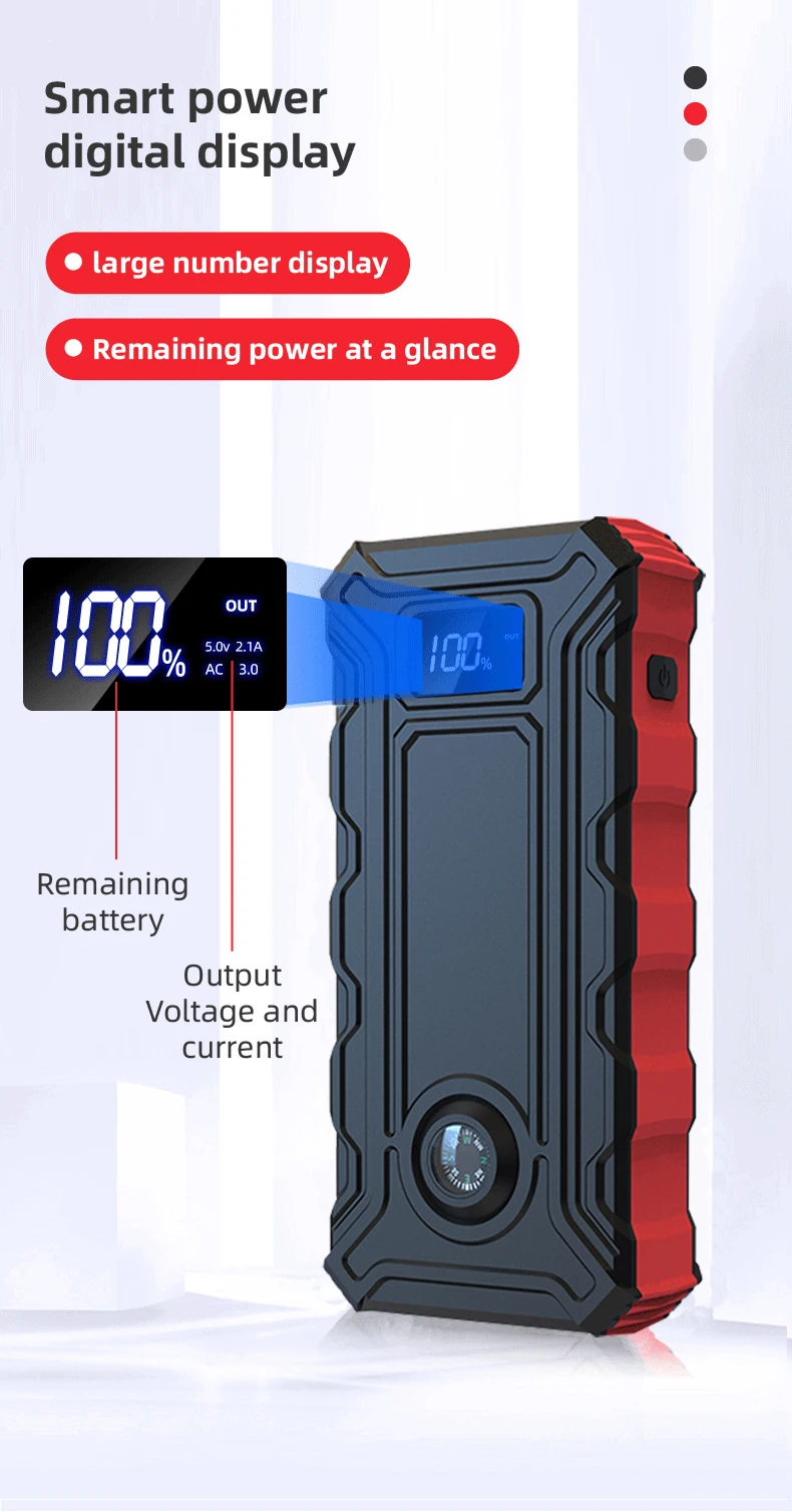 High Quality 12V Peak 1000A Car Starter Portable Multi -Function Vehicle Emergency Tool Factory Wholesales