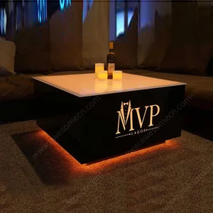 Bar LED Cube Table Lounge Furniture Square Shape for Home Bar Living Room Hotel and Nightclub/KTV for Night Club Decor