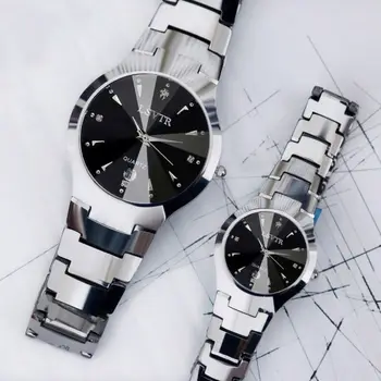 Top selling Waterproof Couple watch Love Women and Titan Calendar Men Unisex Ladies Stainless Steel Quartz Watch with Date