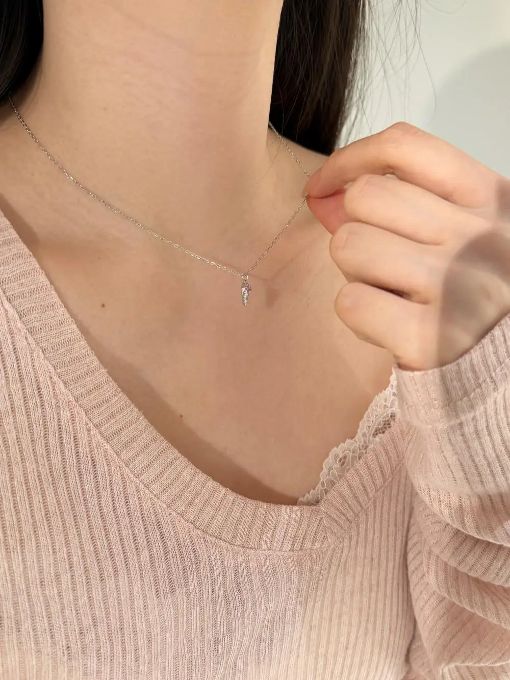 KAKODIY Adjustable 5A Zircon Fine Jewelry for Women Pendant Ice Cream Shape 925 Sterling Silver Necklace detail 5