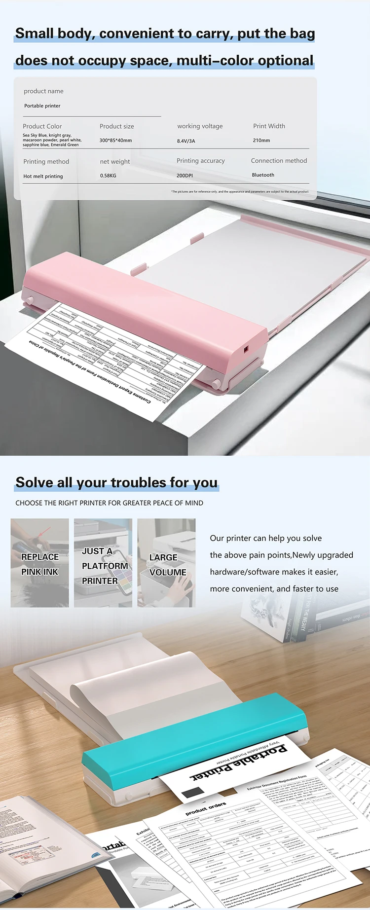 A4 Portable Mini Tattoo Printer No Ink Wireless Mobile Homework Or Office Thermal Printer With