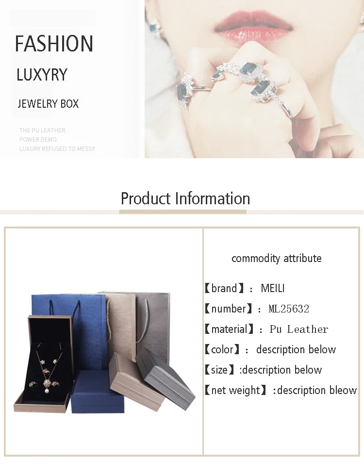 Jewelry Box Luxury Earring Bracelet Necklace Ring Box Jewelry Packaging Wholesale Custom Logo Leather Pu Leather Pendant Box