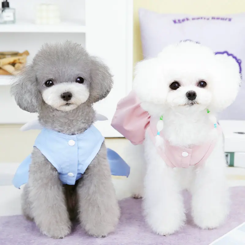 cute dog dresses Petcare Cute Dog Dress Clothes For Small Dogs Cats Girl Female Blue Pl –  Petocart main image 0