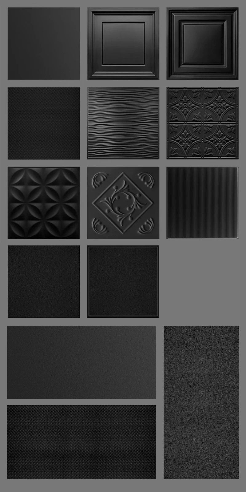 Moisture-proof Relief Designs 2x2 2X4 ft Glue up Ceiling Tiles Plastic Drop Waterproof PVC White Black Ceiling Tiles