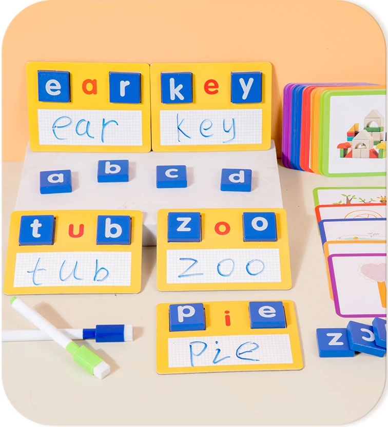 Classic Children Enlightenment Spelling Game Alphabet Blocks Word Cards ...