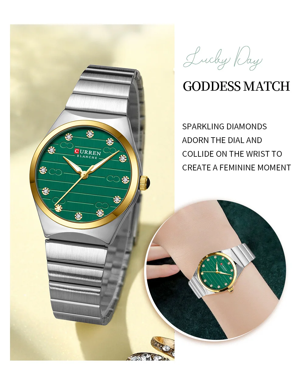 CURREN 9110 Luxury Stainless Steel Watches Female Classic Round Dial Quartz Watch Women Business Wristwatches Wrist Watch