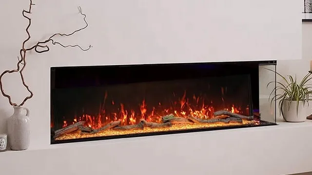 3d Mirrored Electric Fireplace Glowing Ember Bed Realistic Led Flame ...