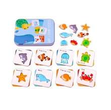 Wholesale Cheap Latest Montessori 7 Designs  who i am  Animal Traffic Matching Metal Box Wooden Puzzle Toy