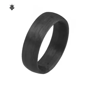 Tizti Jewelry Brushed Custom Made Men Solid Plain Black Carbon Fiber Wedding Bands