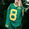 Letter Print Green Short Sleeve Casual Loose Football Jersey T Shirt Women Contrast Patchwork V Neck Stripe Summer Long Tees