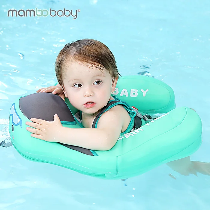 Non Inflatable Mambobaby Baby Float with Canopy Kids Swimming Ring Swim Trainer Waist Pool Floats Toddle Infant Kids Children