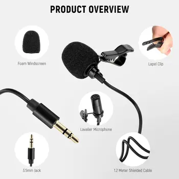 Neewer Lavalier Lapel Microphone, Omnidirectional Condenser Wired Clip on Lav Mic for Stage YouTube Live Streaming Compatible product image