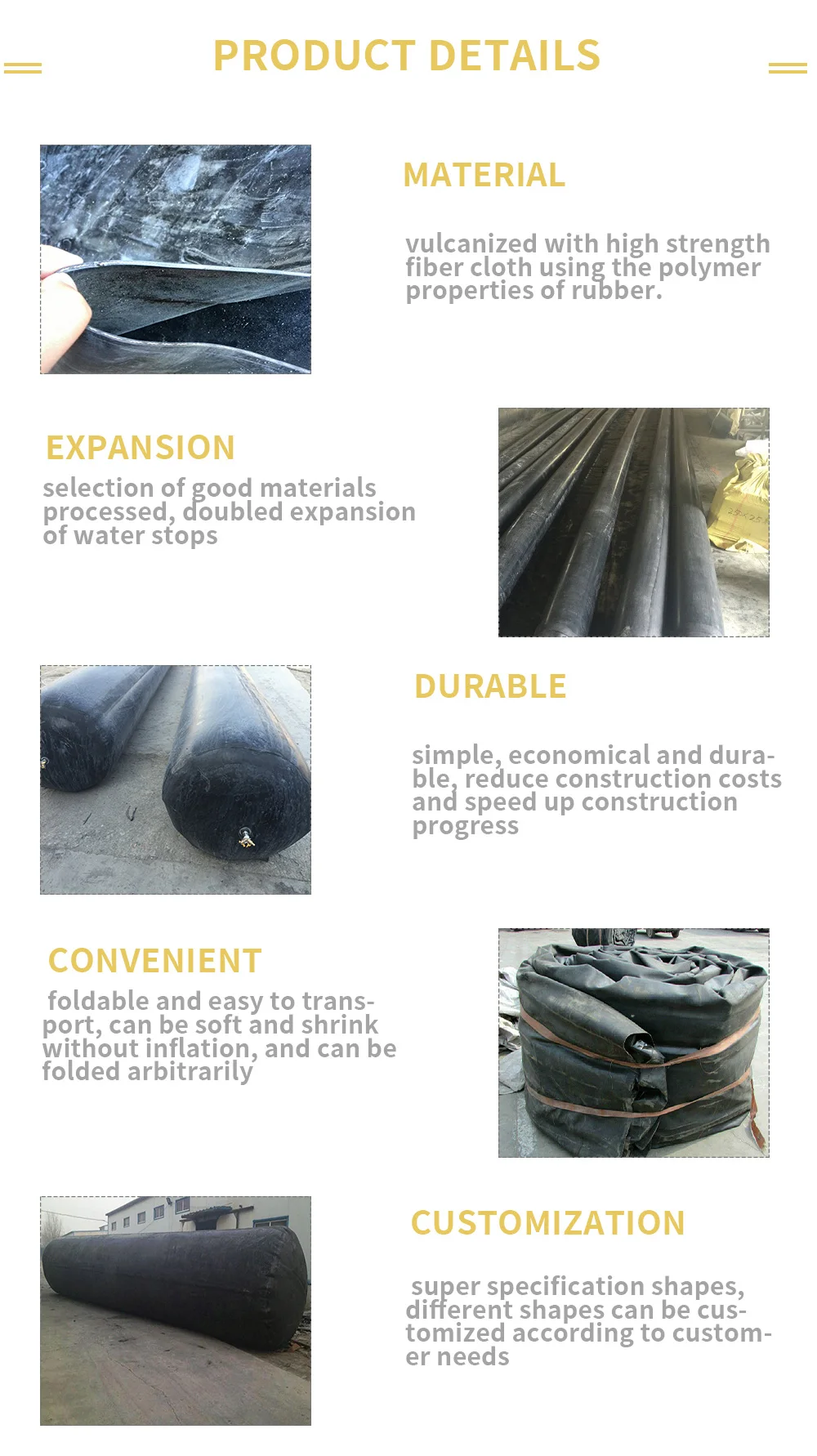 Inflatable Rubber Balloon Formwork for Culvert Construction - Durable ...
