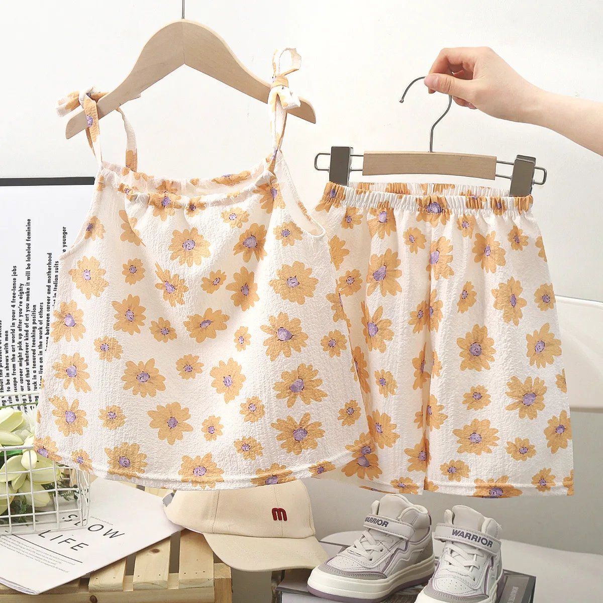 Cheap Price Wholesale Summer Top and SHorts 2pcs Print Sweet Girls Clothes Sets