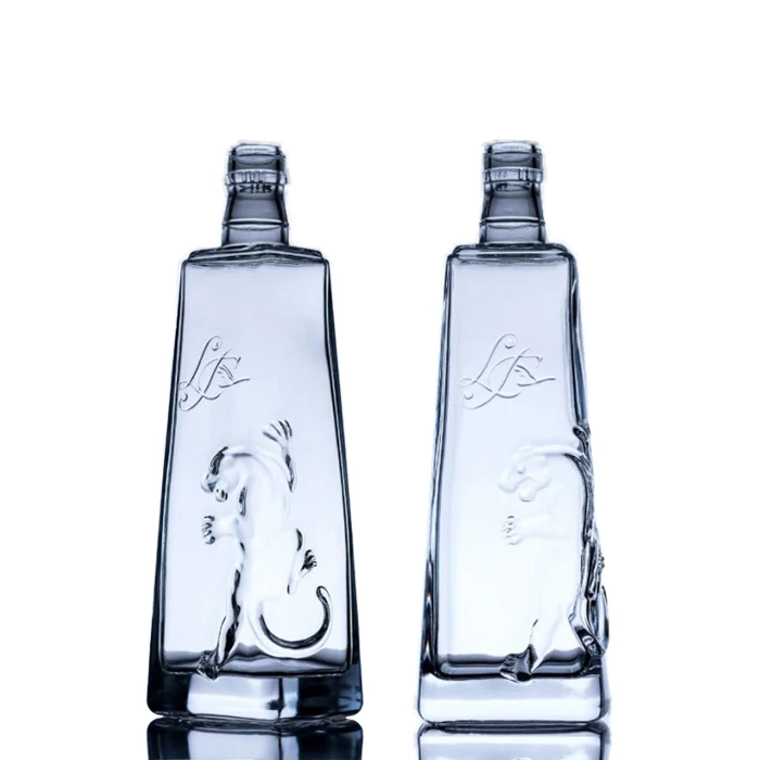 50ml 375ml 750ml 1000ml  French square Glass Bottle for Brandy