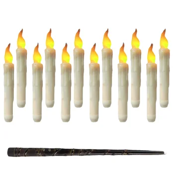 2023 popular 12Pcs Flameless Candles with Magic Wand Remote Control floating candles with wand remote halloween room decor