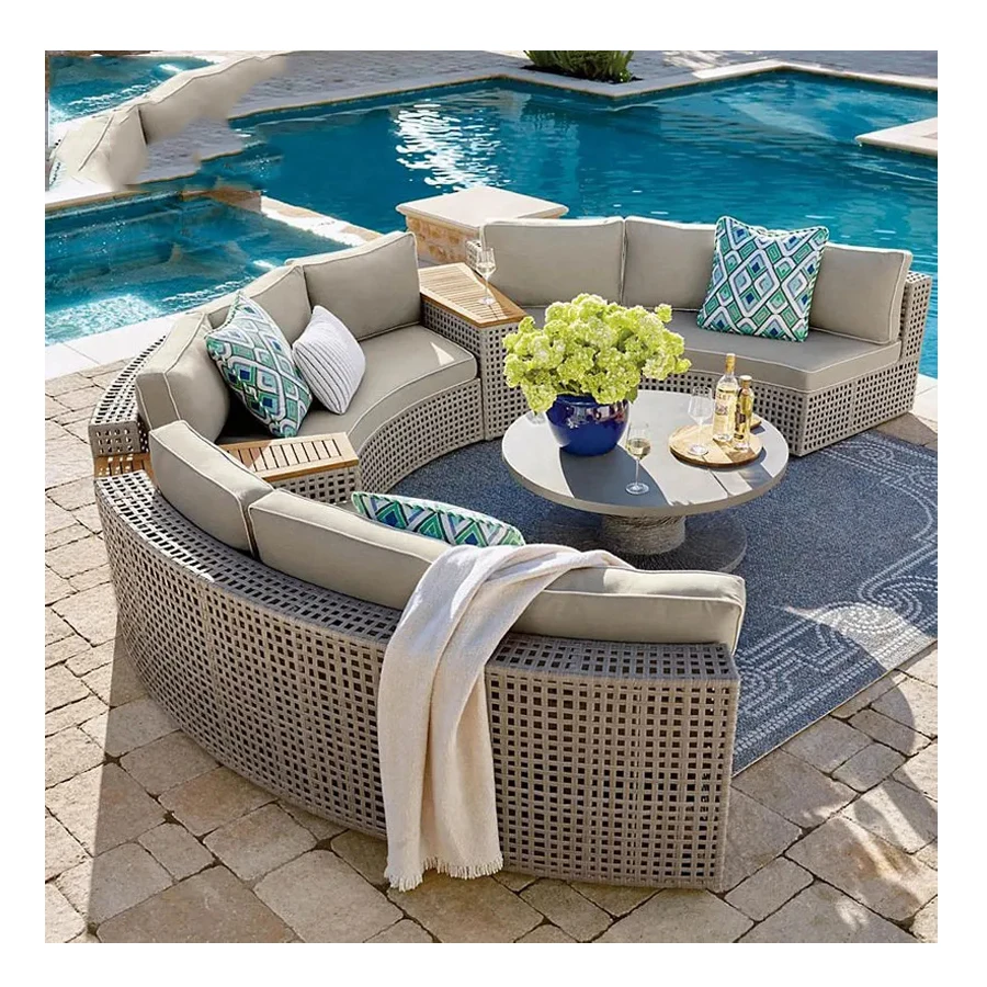 Wholesale Round Outdoor Arabic Circular Patio Furniture Sofa Rattan Outside