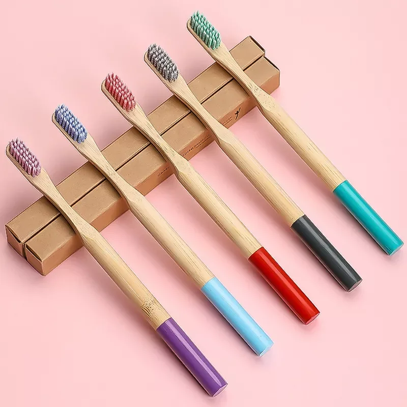 Household Natural Spiral Charcoal Bristle Bamboo Toothbrush Eco-friendly Waterproof Bottom Painting Toothbrush