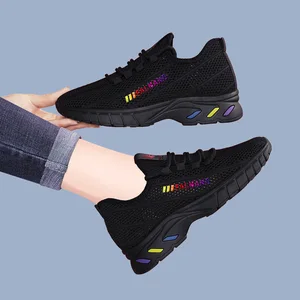 Wholesale Women's Shoes Summer New Casual Shoes Lightweight Breathable Running Shoes Mesh Fly Woven Walking Style Sneaker
