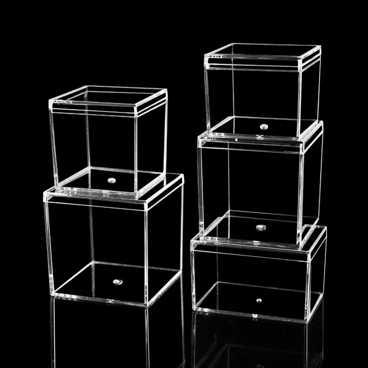 Clear Plastic Square Cube Box With Lid Small Acrylic Storage Organizer