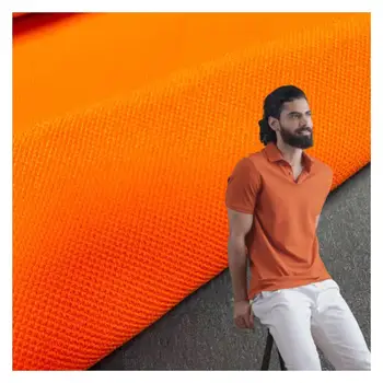 Biodegradable Orange 165gsm REPT PIQUE fabric for Polo Shirts