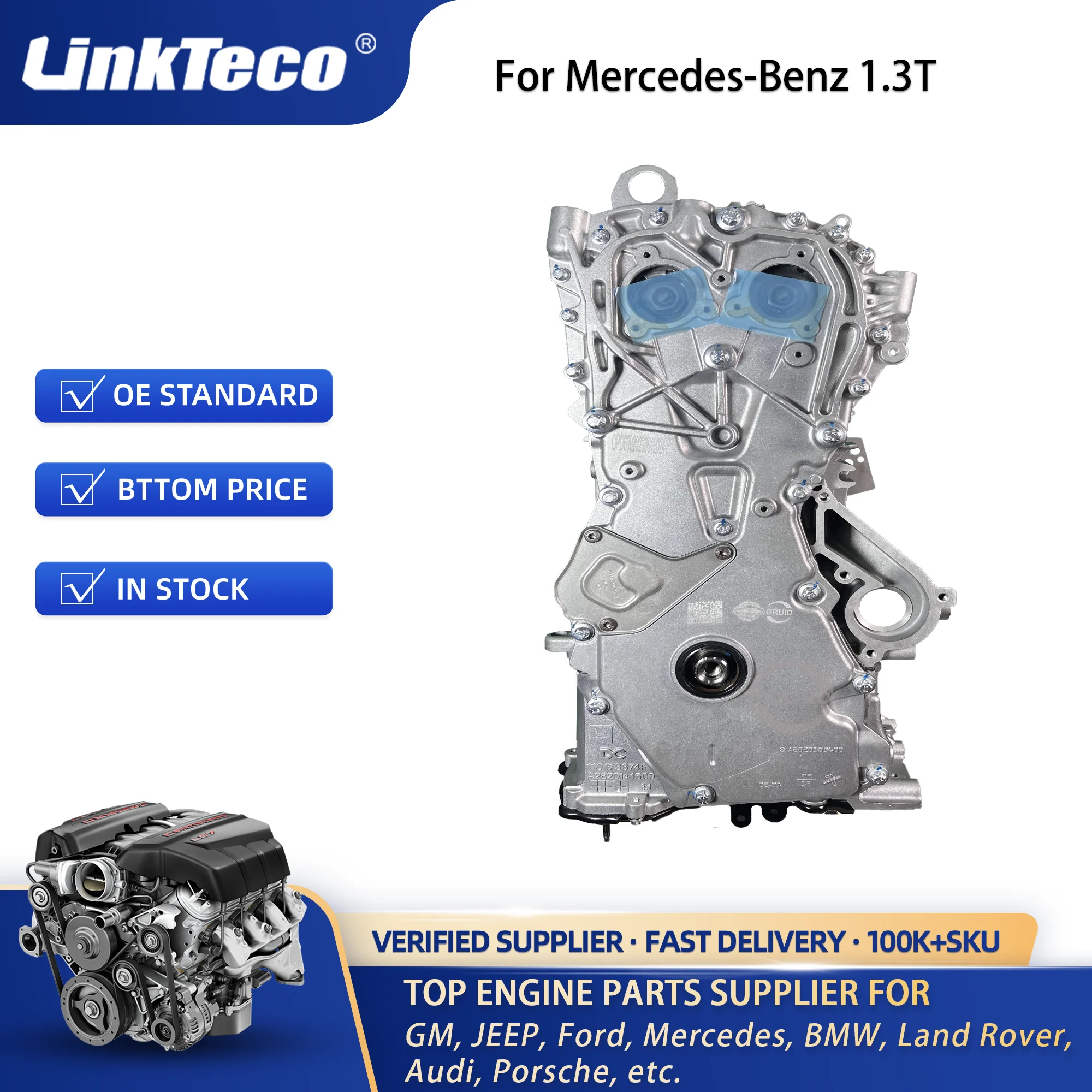 Linkteco Auto Engine Assembly for Mercedes Benz M282.914 1.3T  A180 B180 A200 B200 282914 92228291402 92228291404 92228291403