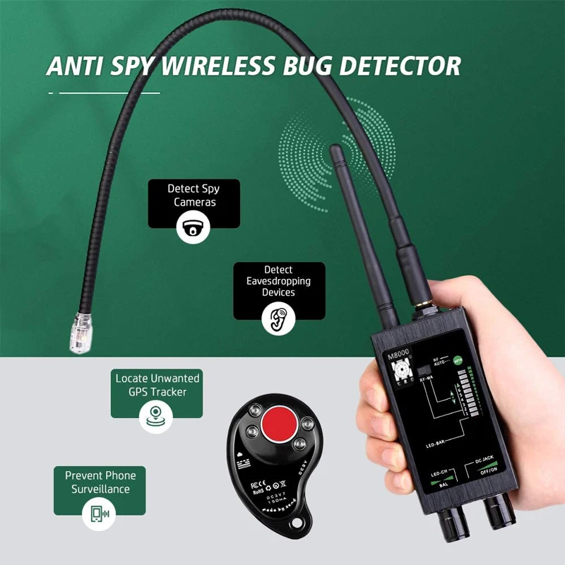 M8000 Bug Detector Anti Apy RF GPS Detector Bug Sweeper Spy Scanner Anti  Tracking Strong Magnetic Detector - Main Image