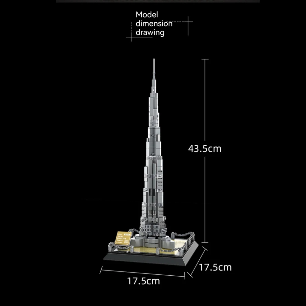 WANGE 4222 Worlds Tallest Architecture the Burj Khalifa Tower of Dubai Small Building Blocks for Toys