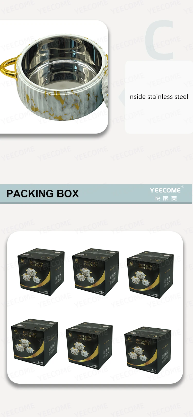 Custom Logo Marbling Printing Hot Pot Warmer Set 1l 2l 3.5 L Food