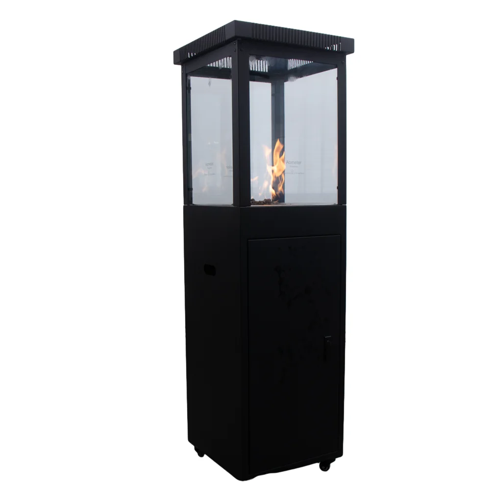 Freely Movable Smokeless Square lpg Gas Fireplace Move Freely Gas Patio Heater Black Outdoor Propane Fire Pit for Garden