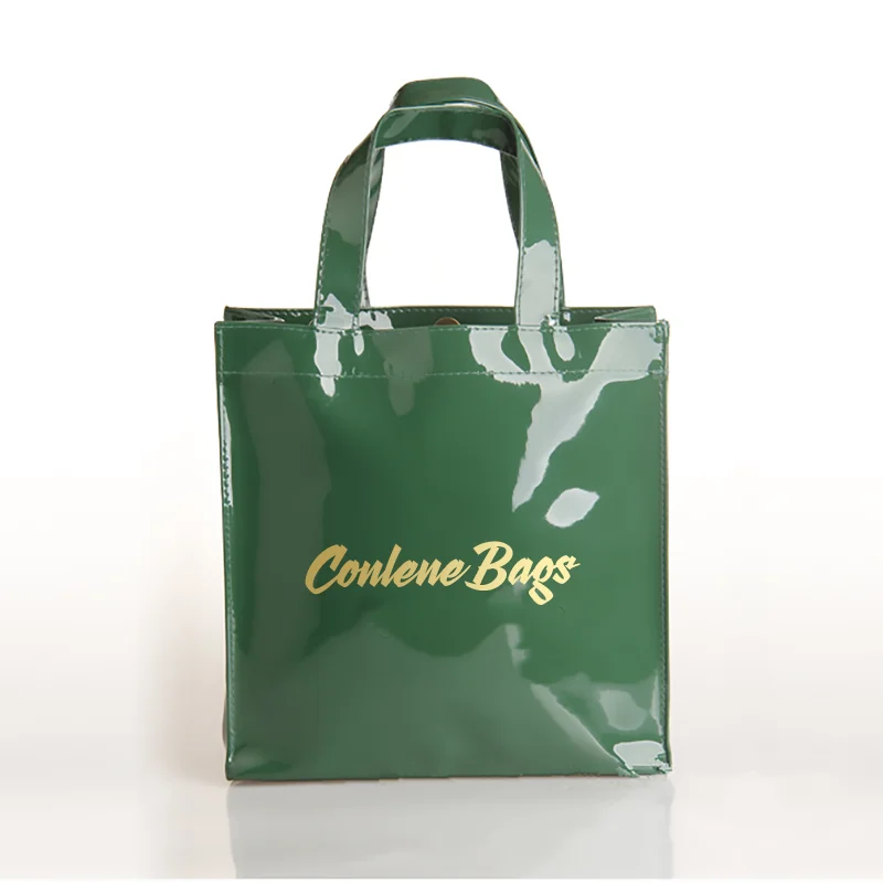 Luxury Custom Pvc Tote Shopping Bag With Lining Custom Printed Logo