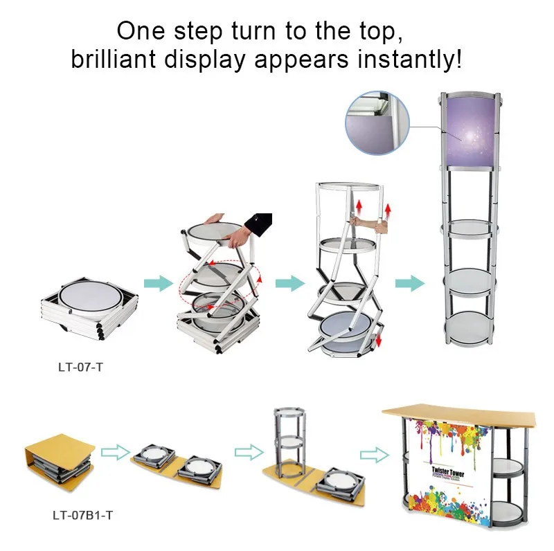 TianLang Promotional Folding Pop Up Twist Tower Display Stand manufacture