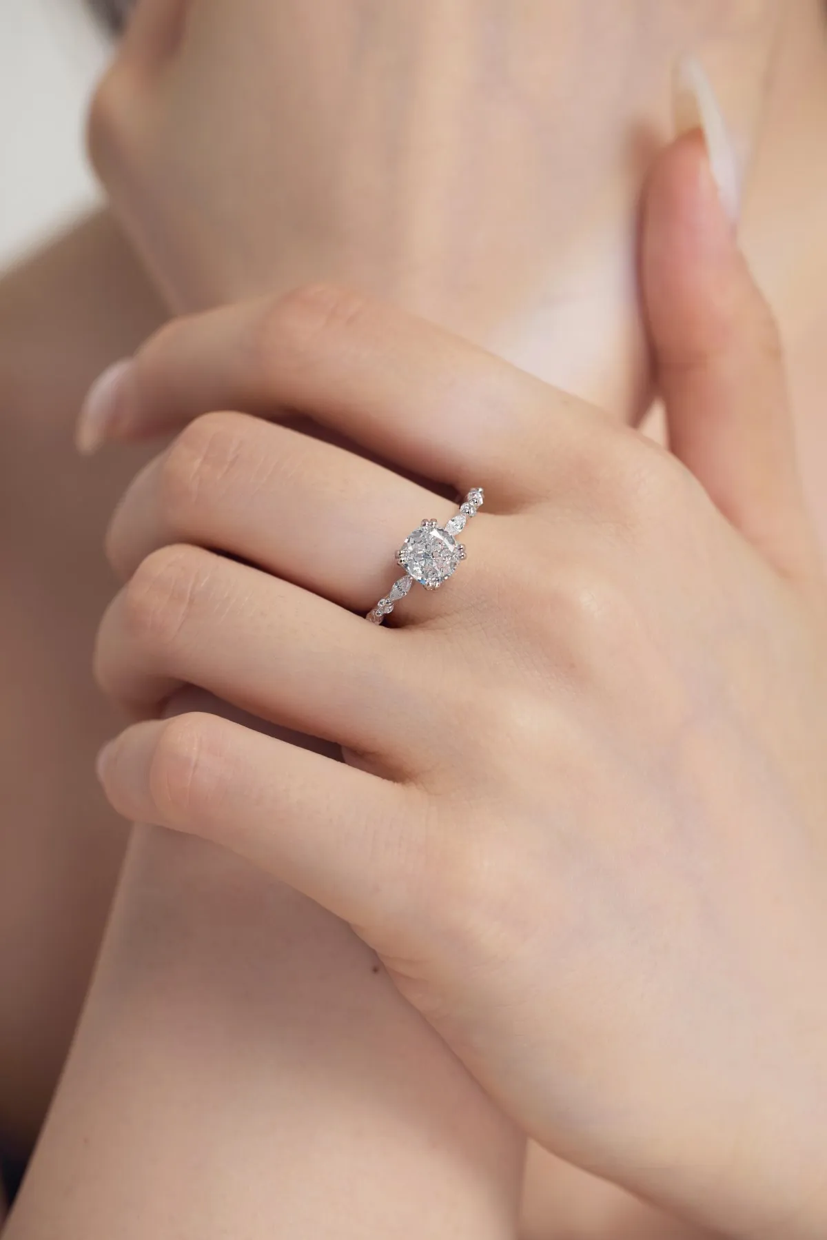 KAKODIY Custom Fine Jewelry 925 Sterling Silver Ring Rose Pink Cubic Zirconia Square Engagement Wedding Ring detail 2