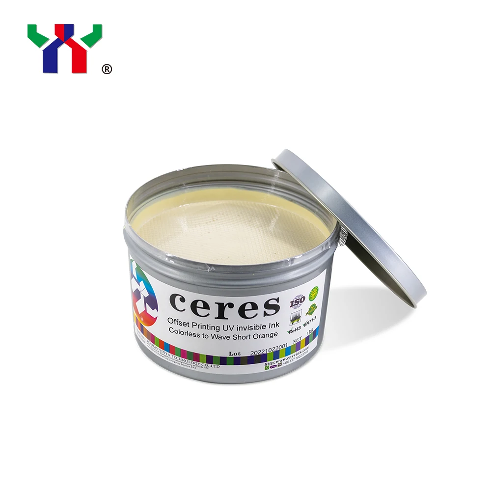 Ceres 265nm Shortwave UV Offset Security Ink, Colorless to Orange