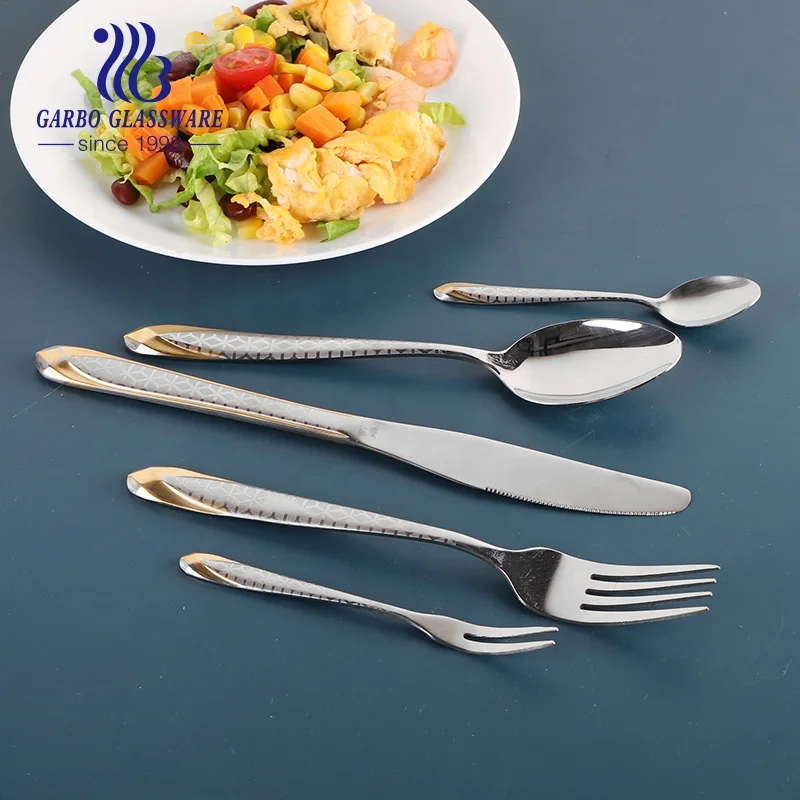 24pcs Golden Stainless Steel Cutlery Set, Dinner Spoon & Fork