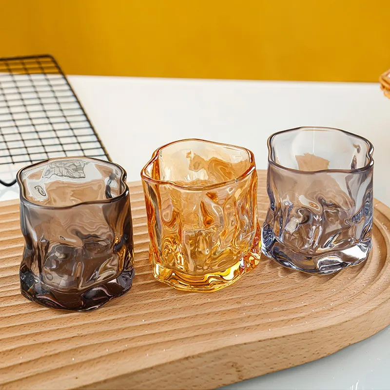 Luxury Glass Cup for Whisky Wine and Beer Unique Transparent Shot Glass with Bamboo Sublimation and for Household Use