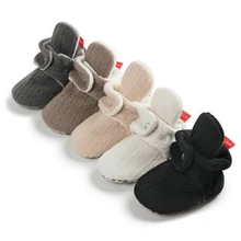 New Arrival Newborn Indoor Winter Socks Buttons Knitting Cotton Soft Sole Infant Crib Shoes Baby Booties