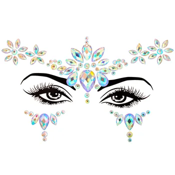 Genya Women Mermaid FaceGems Glitter Rhinestone Rave Face Jewels Festival Eyes Face Body Temporary Tattoo