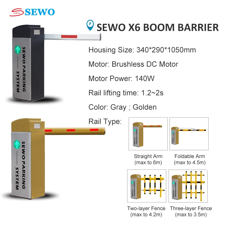 SEWO Smart Parking Management System RFID Card Ticket Dispenser System With High Speed Barrier Boom Gate