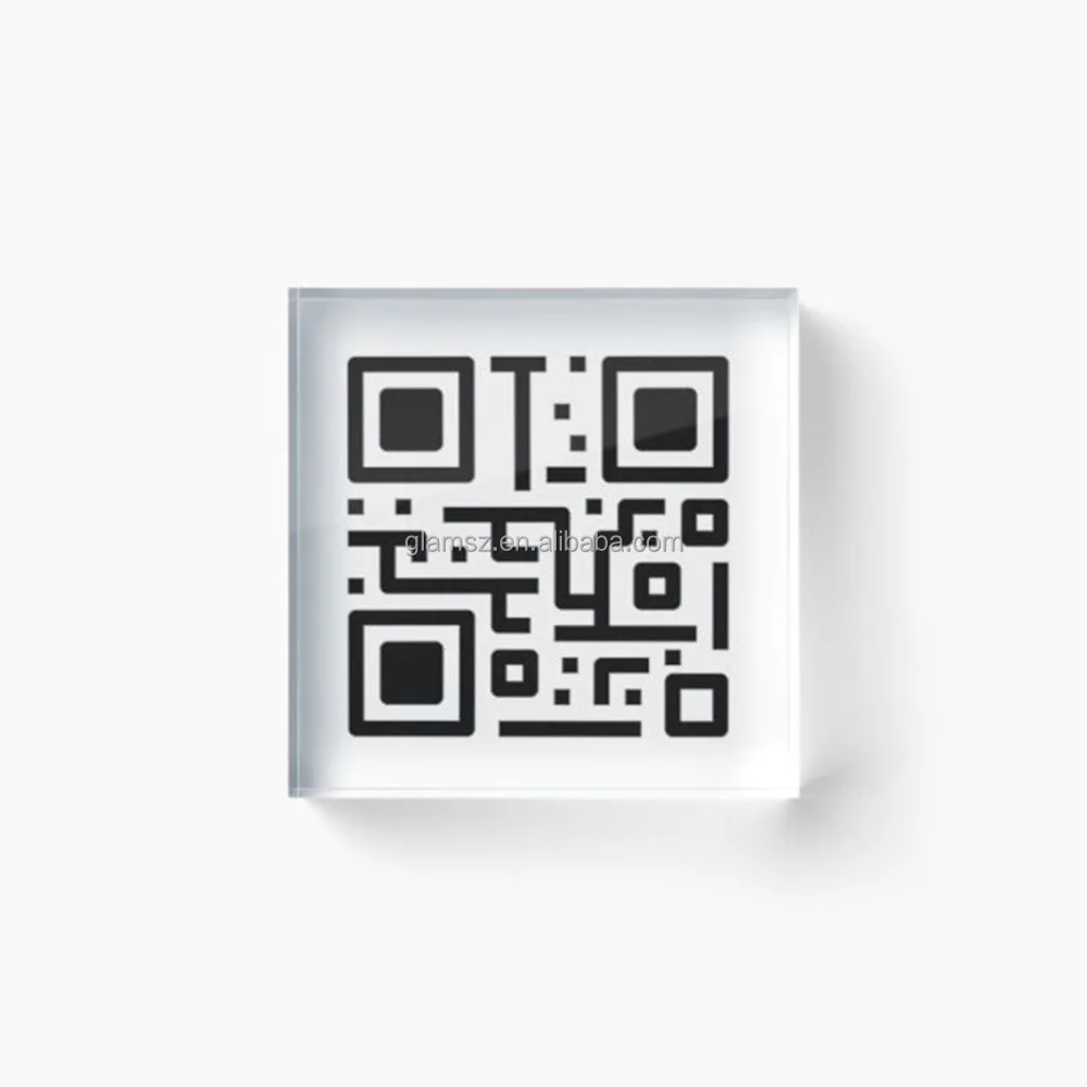 Wholesale  Custom Acrylic Transparent Qr Code Solid Block Clear Plexiglass Cube UV Printed Logo Brand Block