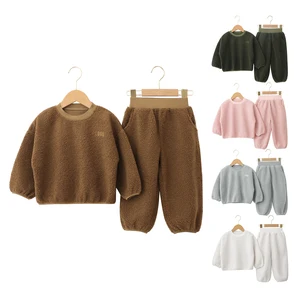 Custom Logo Designer Wholesale Crew Neck Autumn Winter Elastic Waistband Children Girls and Boys Clothing Sets