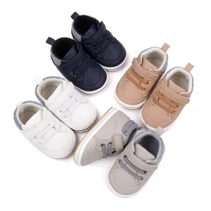Striped Leather Lettering Design Non-slip Baby Toddler Shoes for Boys and Girls