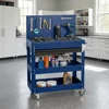 Blue Rolling Tool Cart with Pegboard Drawer