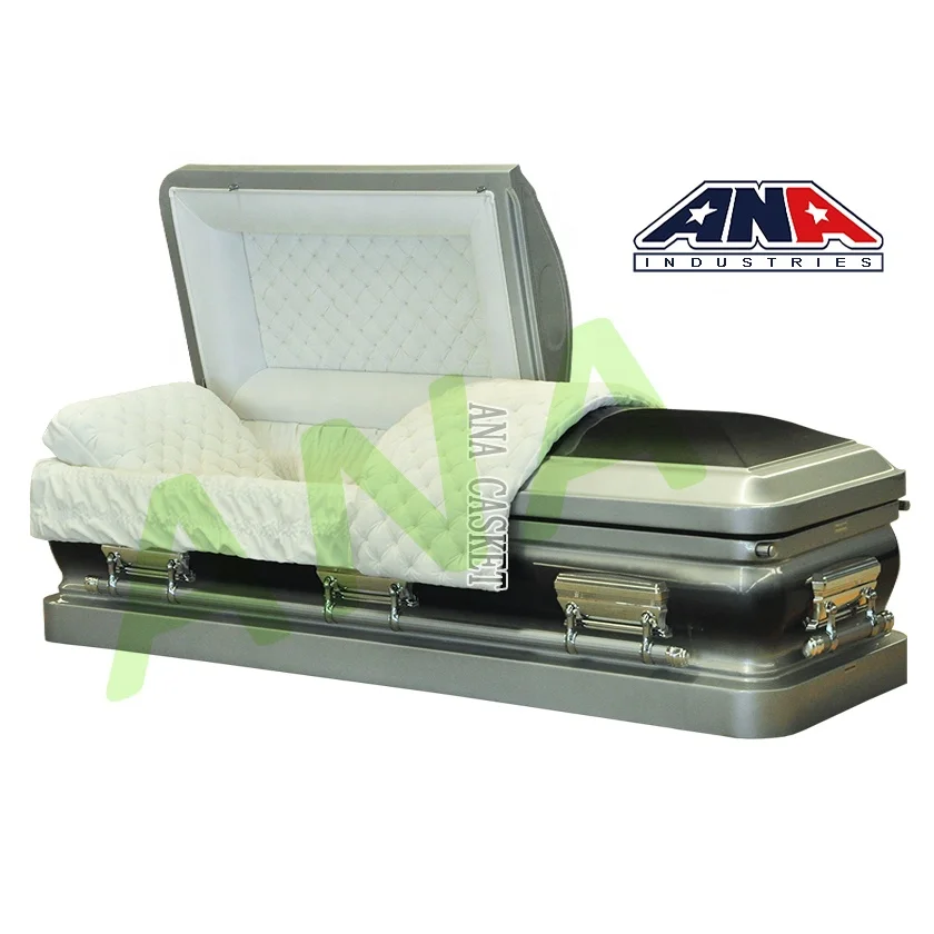 ANA Customization American Style Black and Silver Finish Funeral Metal Casket Coffins with Handle