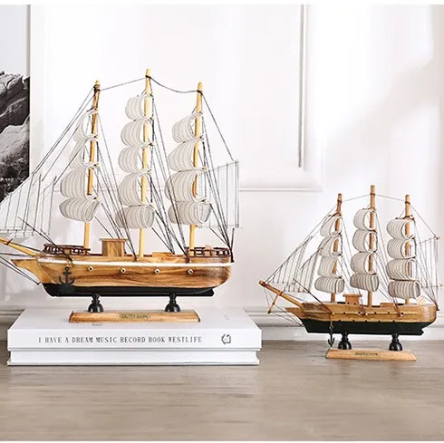 Скандинавская деревянная модель парусника, Креативные украшения, настольный домашний декор