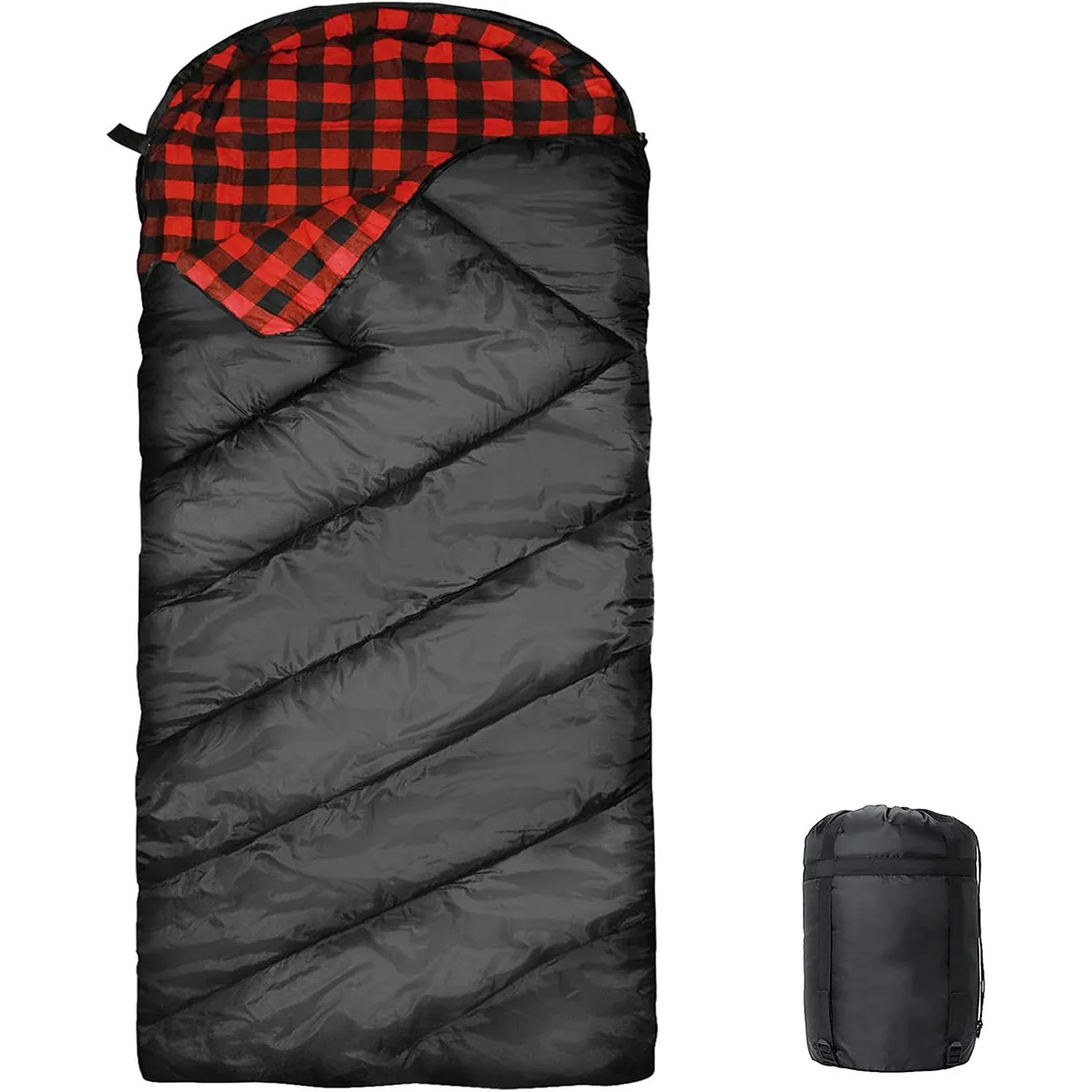 Hiking Lightweight Camping Adult Black Color Flannel Sleeping Bag For Cold Weather