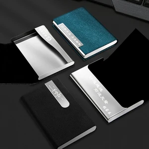 Custom Logo and Metal Aluminum Flip Cover Wallet Minimalist Credit Card Holder Aluminum Business Card Holder