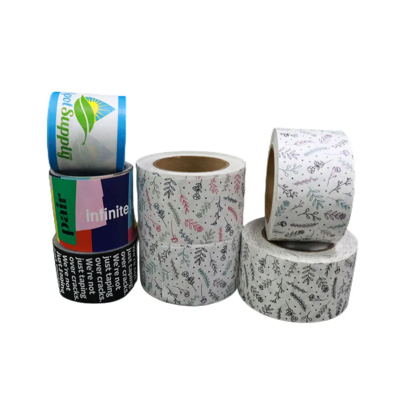 Custom Printed Logo Eco Friendly Recycled Water Activated 2 Inch Kraft Paper Gummed Brand Tape ...