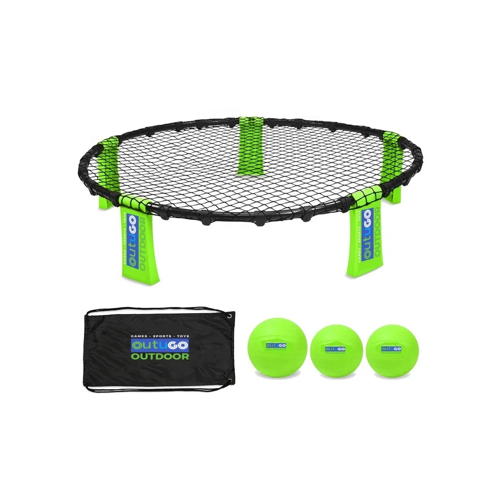 Set De Jeu Spike Ball – Filet Rond + 3 Balles – Plage, Jardin, Parc