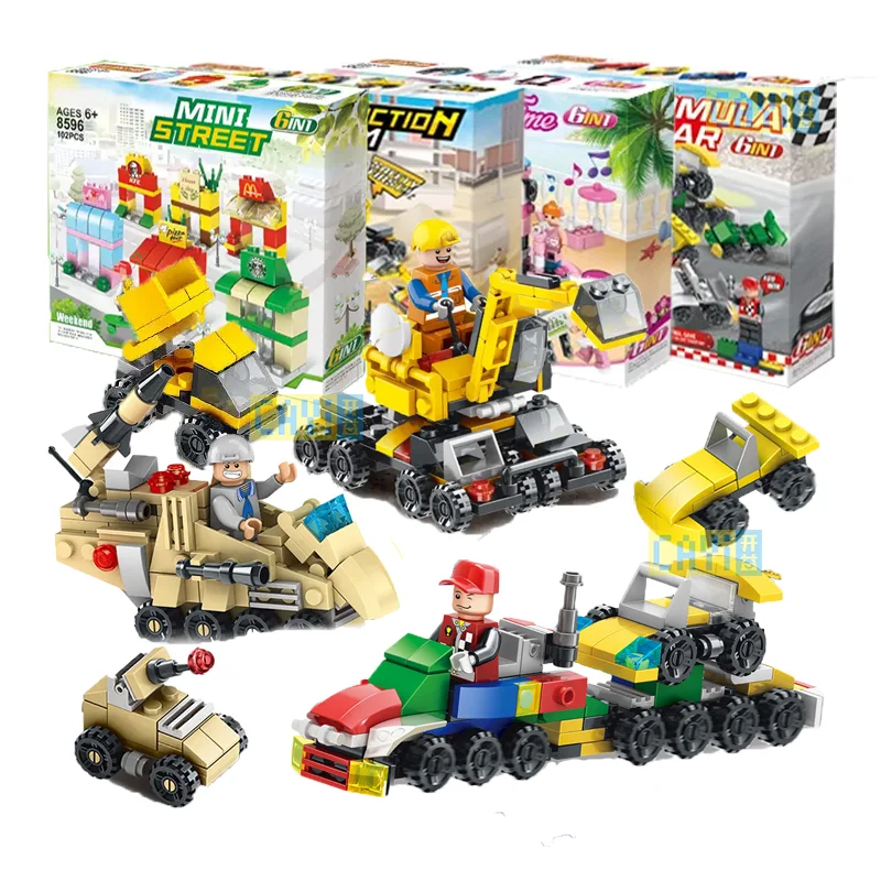 Hot Selling 6-In-1 Building Block Set City Military Engine Creative Diy Construction Educational Assembly Mini Toys for Children